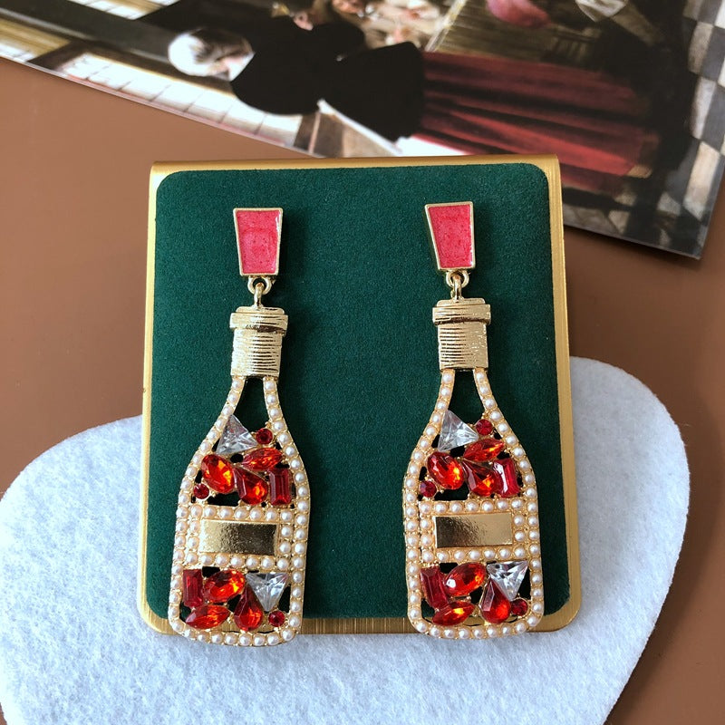 Wholesale Vintage Enamel Gem Diamond Alloy Earrings